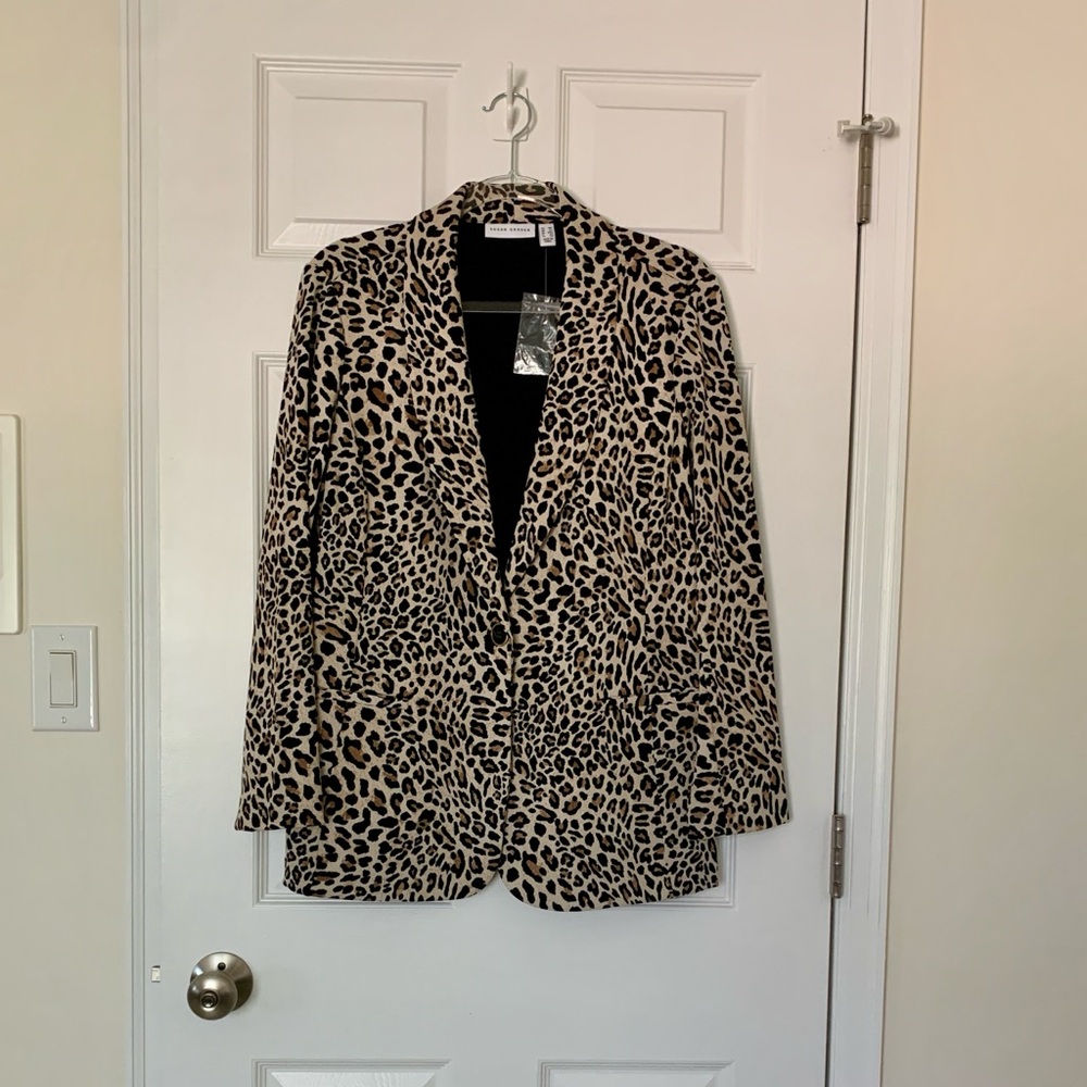 NWT Susan Graver Leopard Print Blazer, M, Petite